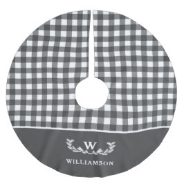 Modernes Bauernhaus Buffalo Kariert Monogram Name Polyester Weihnachtsbaumdecke