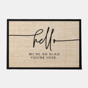 Modernes Bauernhaus Burlap Hello So Glad Sie sind Fußmatte