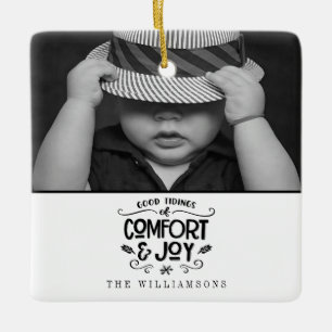 Modernes Bauernhaus  Foto auf Black Gingham Christ Keramikornament