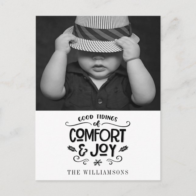 Modernes Bauernhaus| Foto auf Black Gingham Christ Postkarte (Vorderseite)