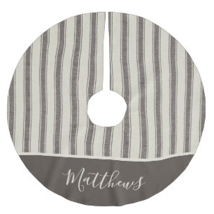 Modernes Bauernhaus Grau Ticken Weihnachten Polyester Weihnachtsbaumdecke