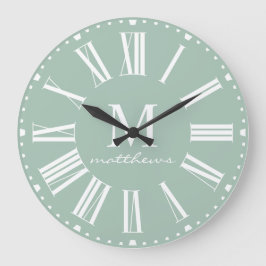 Modernes Bauernhaus Grüne Familie Name große Uhr 