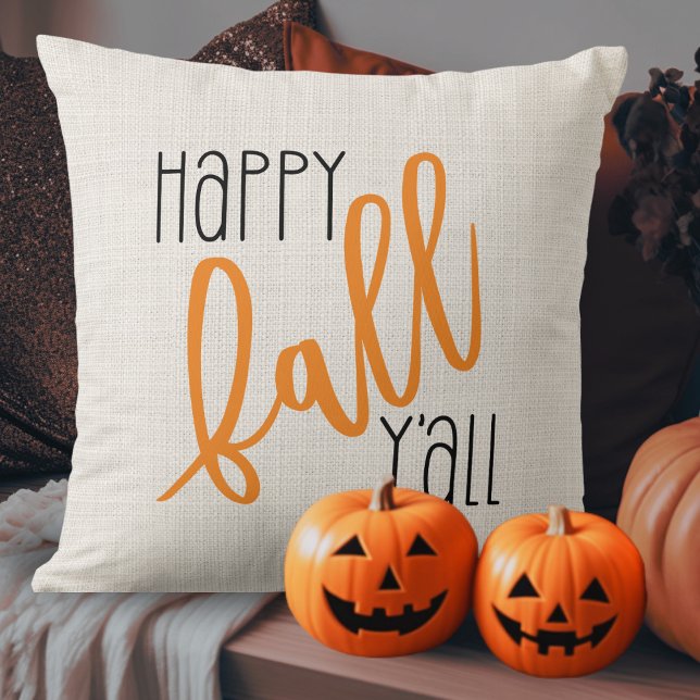 Modernes Bauernhaus Happy Fall Y'all Herbst Kissen (Modern Farmhouse Happy Fall Y'all Autumn Throw Pillow)
