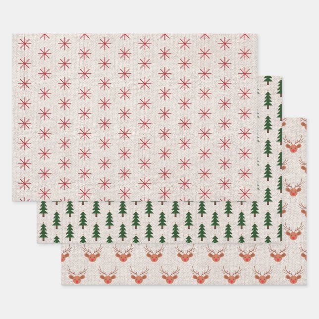 Modernes Bauernhaus Holiday Wrapping Paper Sheets Geschenkpapier Set (Set)