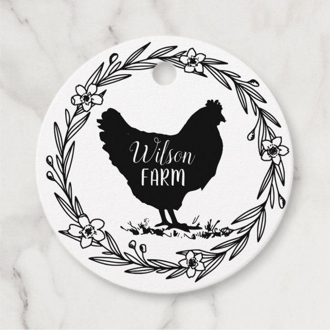 Modernes Bauernhaus mit dekorativem Kreideeier Geschenkanhänger (Vorderseite)