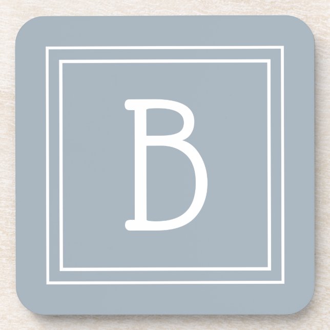 Modernes Bauernhaus Mit Monogramm Blue & White Ini Getränkeuntersetzer (Vorderseite)