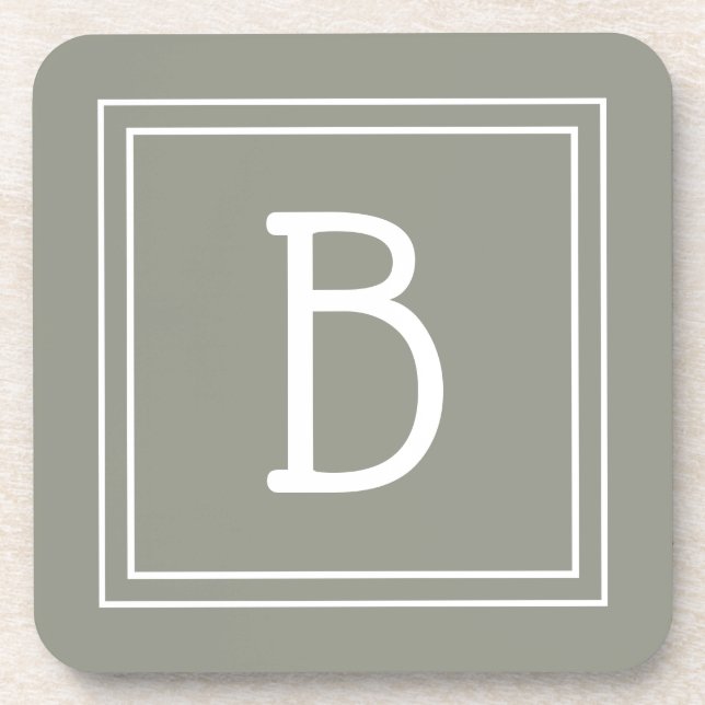 Modernes Bauernhaus Mit Monogramm Evergreen & Whit Getränkeuntersetzer (Vorderseite)