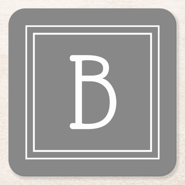 Modernes Bauernhaus Mit Monogramm Gray & White Ini Rechteckiger Pappuntersetzer (Vorderseite)