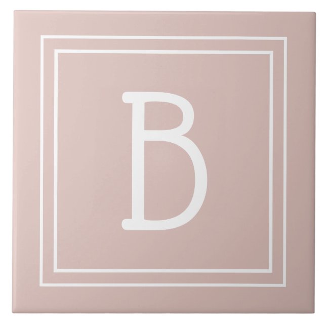 Modernes Bauernhaus Mit Monogramm Pink & White Ini Fliese (Vorderseite)