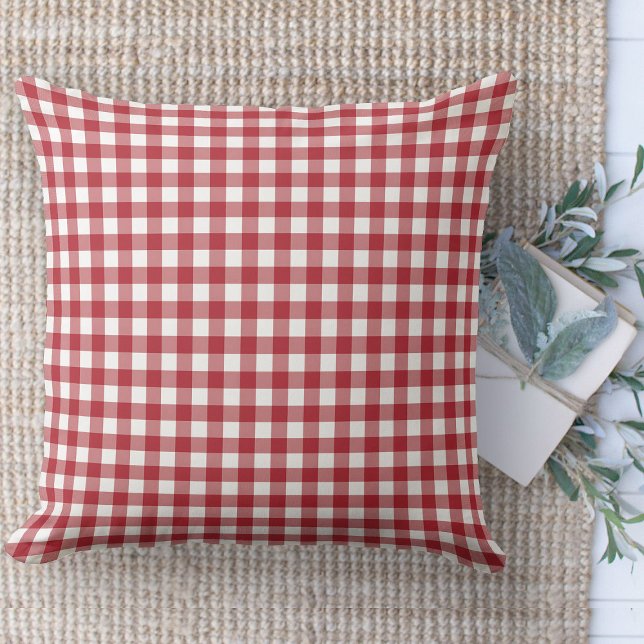 Modernes Bauernhaus Red & White Gingham Couch Kissen (throw pillow farmhouse pillows country red and white gingham plaid throw pillow )