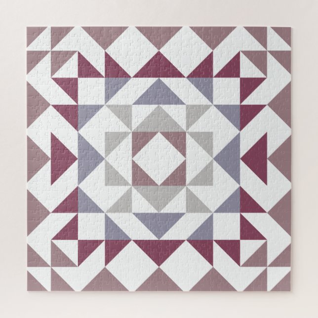 Modernes Bauernhaus Rustic Dusty Mauve Quilt Block Puzzle (Vertikal)