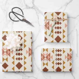 Modernes Bauernhaus Rustic Terracotta Geometrische Geschenkpapier Set