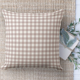Modernes Bauernhaus Tan & White Gingham Couch Kissen