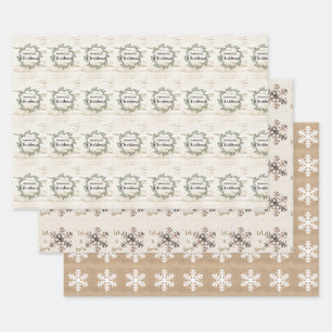 Modernes Bauernhaus Weihnachten Rustikales Burlap  Geschenkpapier Set