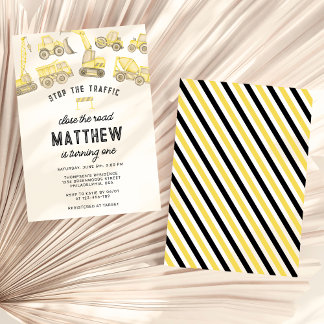 Modernes Baugewerbe zum ersten Geburtstag Einladung