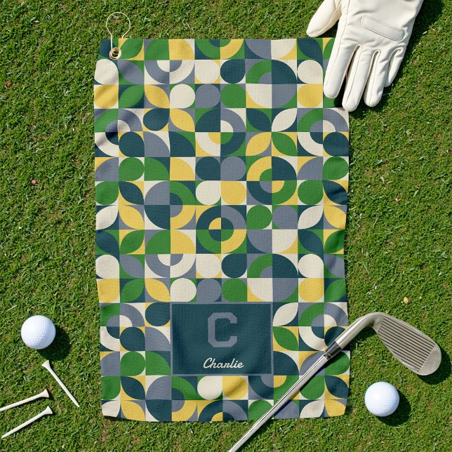 Modernes Bauhaus Abstrakt geometrisches Monogramm  Golfhandtuch (Von Creator hochgeladen)