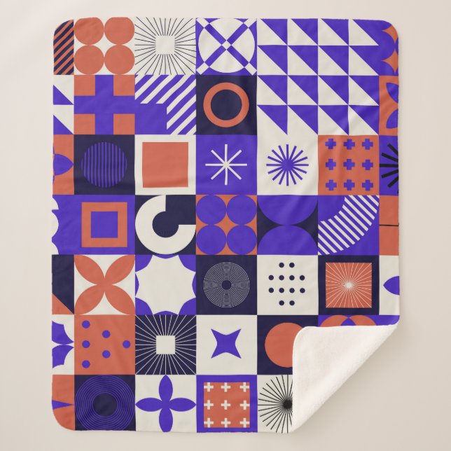 Modernes Bauhaus: Bold Geometric Pattern. Sherpadecke (Vorderseite)
