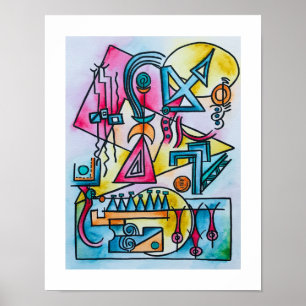 Modernes Bauhaus Geometrische Wasserfarben Poster