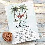 Modernes Beach "Come Chill With Uns" Weihnachts-Pa Einladung<br><div class="desc">Eine lustige Weihnachtsfeier mit dem Weihnachtsmann auf einer Hängematte zwischen zwei Palmen. Mit der Nachricht "Come Chill With Uns" lädt dieser moderne Urlaub perfekt zum Weihnachten am Strand oder an der Küste Weihnachten zusammen ein!</div>