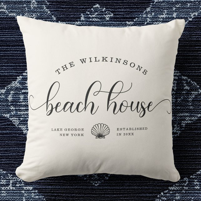 Modernes Beach House - Familienname - Lage Kissen (Von Creator hochgeladen)