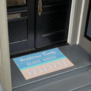 Modernes Beach House Familienname Vacation Zuhause Fußmatte