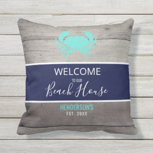 Modernes Beach House Nautic Aquamarin Blue Persona Kissen