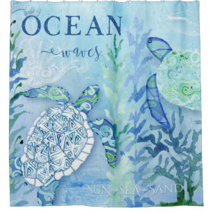 Modernes Beach Sea Shore Wohngestaltung Turtle Art Duschvorhang