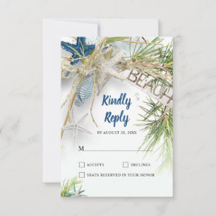Modernes Beach-Theme Hochzeit RSVP Karte