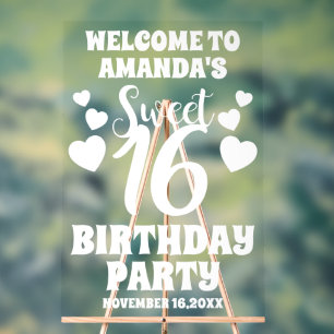Modernes, bearbeitbares Sweet 16 Willkommen Acrylschild