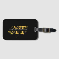 Modernes, bedrücktes Schwarz/Gold-Mit Monogramm