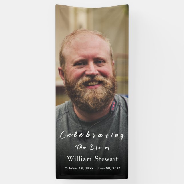 Modernes Beerdigungs-Foto | Feiern des Lebens Banner (Vertikal)
