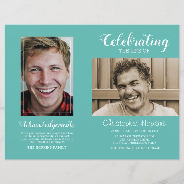 Modernes Beerdigungsprogramm für das Aquamarine Fo (Vorderseite)