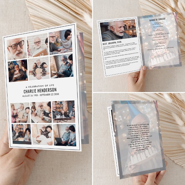 Modernes Beerdigungsprogramm mit 15 Fotos Bio & Ge Programm (Von Creator hochgeladen)