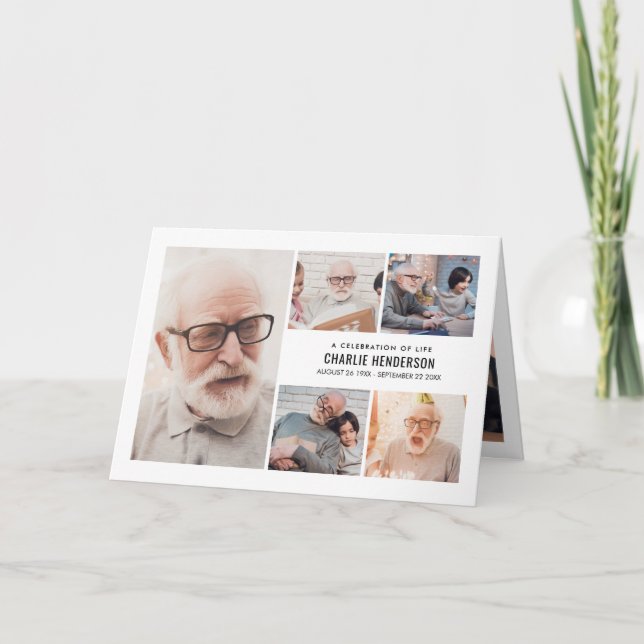 Modernes Beerdigungsprogramm mit 7 Fotos und Bioge Programm (Vorderseite)