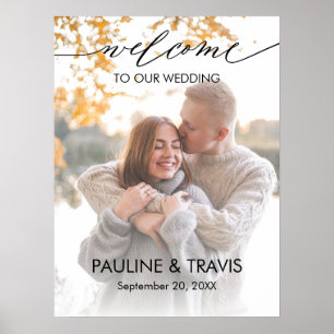 Modernes Begrüßungszeichen Hochzeitszeichen Foto Poster