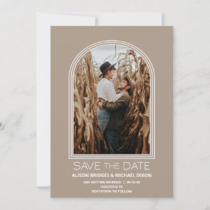 Modernes Beige Arch Foto Hochzeit retten das Datum Save The Date
