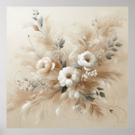 Modernes Beige Blume 2 Poster