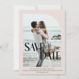 Modernes, beige-braun-Rose-Foto-Save the Date Einladung