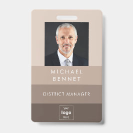 Modernes Beige Brown Corporate Foto ID Ausweis