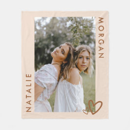 Modernes Beige Custom Best Friends Foto Fleecedecke