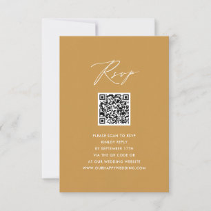 Modernes Beige elegantes Script QR Wedding RSVP