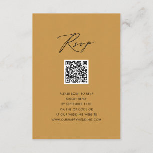 Modernes Beige elegantes Script QR Wedding RSVP Begleitkarte