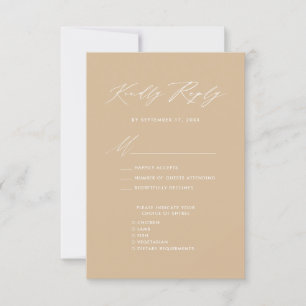 Modernes Beige Elegantes Skript Einfache Hochzeit RSVP Karte