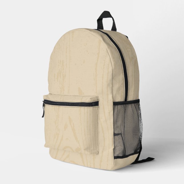 Modernes Beige Holzkörner Bedruckter Rucksack (Rückseitige Ecke Rechts)