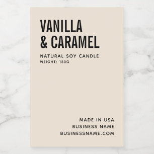 Modernes, beige-minimalistisches Sojakonzept Lebensmitteletikett