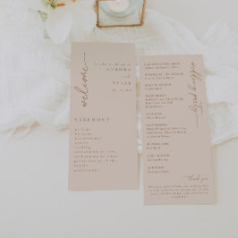 Modernes Beige-Script-Hochzeitsprogramm Programm
