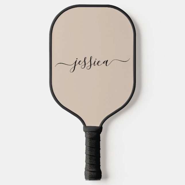 Modernes Beige-Skriptname Pickleball-Paddel Pickleball Schläger (Vorderseite)