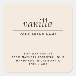Modernes Beige-Verpackungskerzenprodukt Quadratischer Aufkleber
