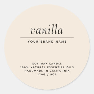 Modernes Beige-Verpackungskerzenprodukt Runder Aufkleber