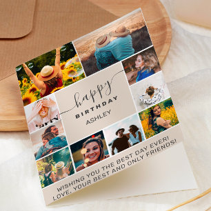 Modernes, beigefarbenes 10-Foto-Kollektionsgitter Karte